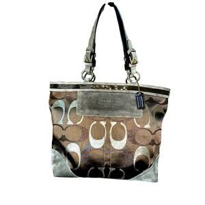 Coach Y2K Metallic Satin & Suede Signature Shoulder Bag